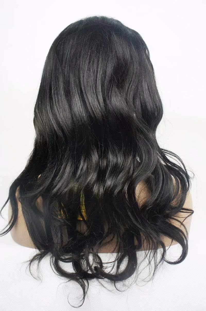 Peluca frontal de encaje ondulada y con movimiento para mujer negra NLW Cabello humano negro natural, de 8 pulgadas