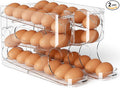 Sotfamily - Soporte transparente para huevos FIFO para nevera, dispensador de huevos para huevos, 36 unidades | 2-Pack Automatic Rolling Egg Organizer for Refrigerator, Space-Saving Egg Roller/Container/Storage for Kitchen Countertop