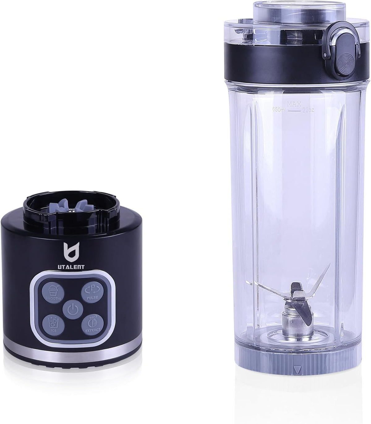 USADO-Licuadora Portátil Inalámbrica UTALENT 25oz | Vaso Removible, Motor 700W, 4 Programas | Tapa Antiderrame, Recargable USB-C, Piezas Aptas para Lavavajillas | Negro