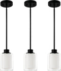 Lámparas Colgantes Mini Eidonta de 1 Luz, Paquete de 3 Lámparas Modernas Ajustables para Techo, Lámparas Colgantes Negras con Vidrio Dual para Isla de Cocina y Dormitorio