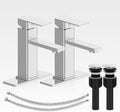 Casavilla Bathroom Faucet-2 Sets, Bathroom Sink Faucets with Pop-up Drain and Deck Plate, Stainless Steel Faucets for Sink 3 Hole, Single Handle Vanity Faucet for Vessel, Chrome