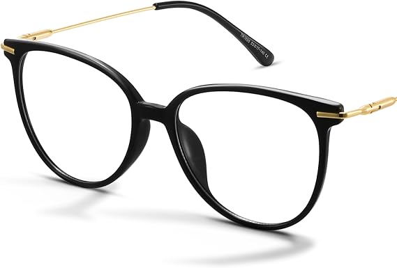 Gaoye - Gafas de bloqueo de luz azul - Marcos redondos TR90 de moda, brazos de metal, protección UV400 - Estuche suave a juego