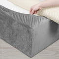 Funda de terciopelo para somier DUJUIKE, funda para la base de la cama, alternativa a la funda tradicional con faldón para sábanas, totalmente elástica alrededor de la base de la cama, fácil de instalar (Queen: 59-63", gris claro)