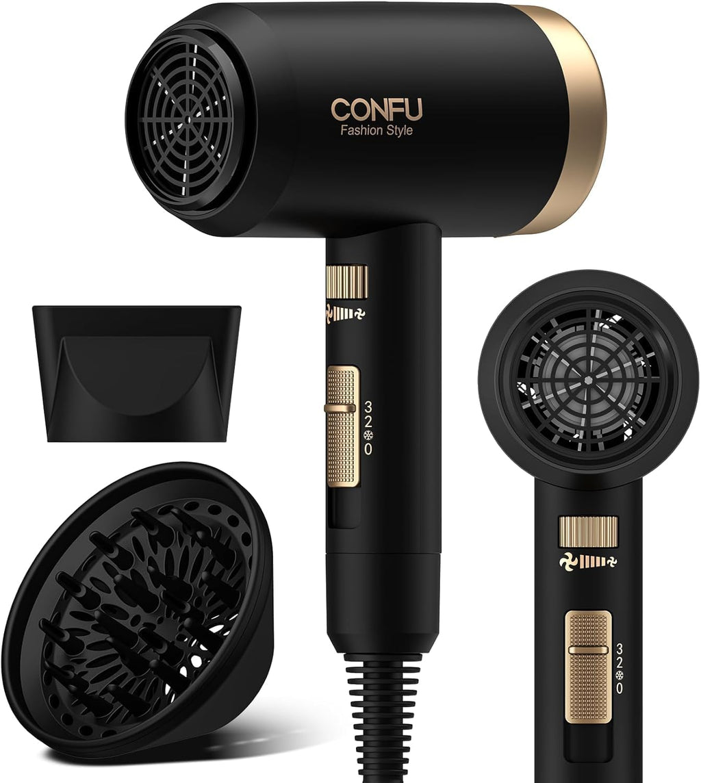 Secadora de Cabello CONFU con Difusor – Iónica Profesional 21000 RPM para Cabello Rizado