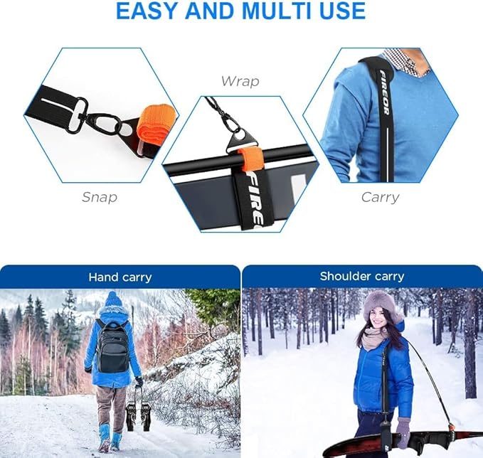 FIREOR Ski Carrier Strap, Snowboard, Pole and Boot Carry Sling Band Kit Father's Day Gifts for Family Dad Men Women & Kids