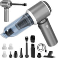 Aspiradora portátil inalámbrica 4 en 1 para coche y aspiradora de mano, 20000 Pa de alta potencia, recargable, con 3 filtros reutilizables, ideal para coche, hogar, oficina y mascotas (gris plateado).