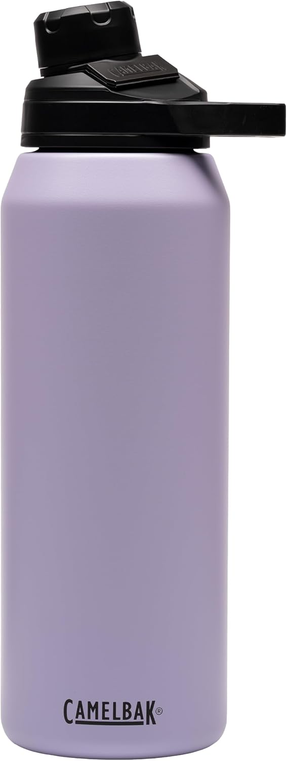 PRESENTA UN GOLPE-Botella de Agua Camelbak Chute Mag 32 oz | Acero Inoxidable con Aislamiento al Vacío | para Viaje y Aire Libre | Morado Pastel
