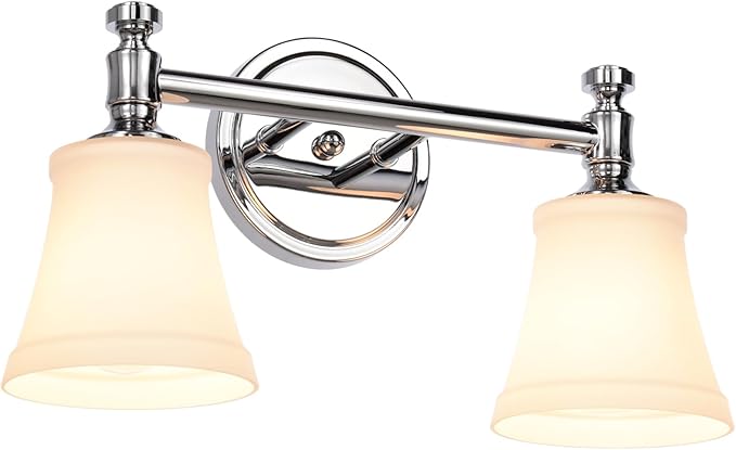 LA BASE ES RECTANGULAR-Lámparas de tocador de baño, 2 luces cromadas tradicionales de pared