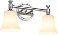 LA BASE ES RECTANGULAR-Lámparas de tocador de baño, 2 luces cromadas tradicionales de pared