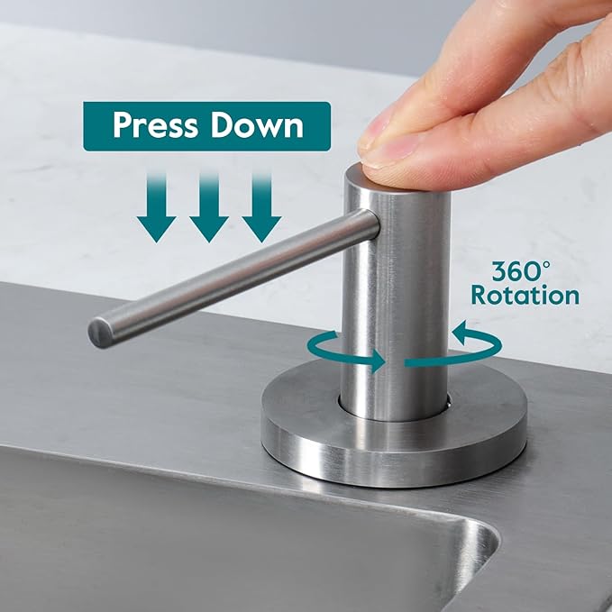 Gappo Dispensador de jabón mejorado para fregadero de cocina, níquel cepillado, bomba de encimera de acero inoxidable, dispensador de jabón integrado con kit de tubo de extensión de 47 pulgadas