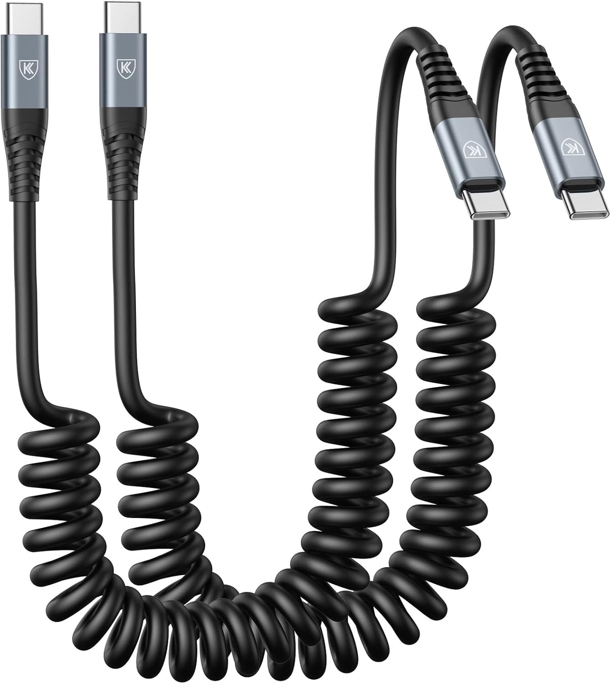 Cable USB-C a USB-C en Espiral 3 Pies – Carga Rápida Tipo C para Auto, Compatible con iPhone 17/16/15 Pro Max y Samsung Galaxy S23