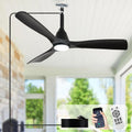Ventiladores de Techo Enchufables Depuley para Patios: Ventiladores de 107 cm para Interiores Exteriores Pérgola con Luces, Control Remoto y APP - 6 Velocidades Reversibles Negros 3 Aspas
