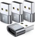 JXMOX Adaptador USB-C Hembra a USB-A Macho Pack de 4 – Convertidor Type-C a USB-A Compatible con iPhone, iPad, Samsung Galaxy y Pixel