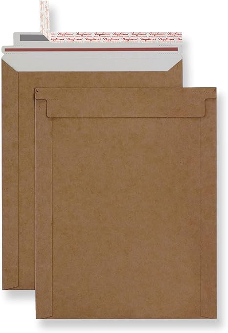 Bonfasvo Paquete de 30 sobres rígidos de 6.25 x 8.25 pulgadas, color marrón, autosellados, planos, cartón kraft sin doblar, para despegar y sellar para documentos, fotos, papeles, archivos CD
