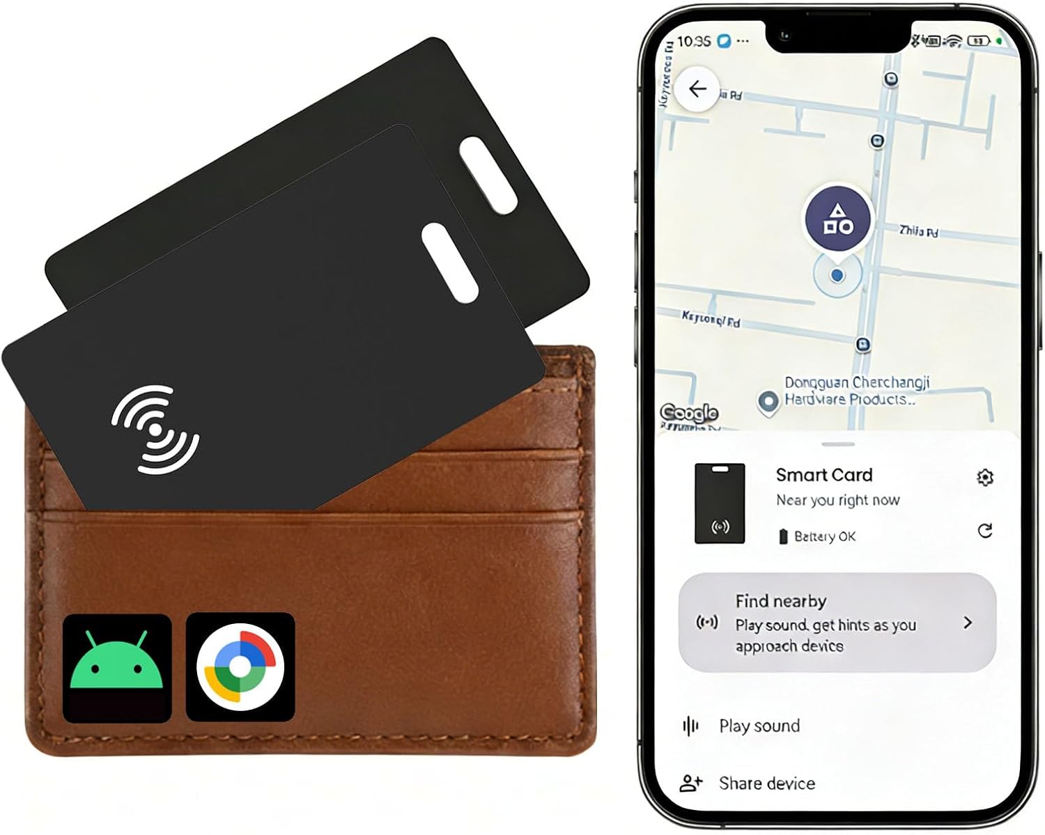 Android Wallet Tracker Card Rechargeable Air Tags-2 Pack, Works with Google Find Hub App (Only Android), Wireless Charge, IP68 Waterproof, for Keys. Luggage, Suitcase, Backpack
