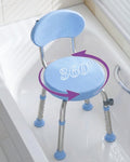 Silla de ducha giratoria, asiento de ducha antideslizante de 360° con respaldo para personas mayores y discapacitadas, banco de transferencia giratorio de altura ajustable para bañera, para baño de personas mayores, dentro de la ducha (azul).