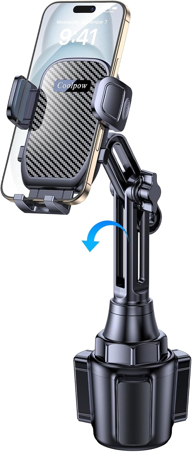 Soporte para Teléfono Coolpow para Portavasos de Coche – Ultra Estable y Sin Vibraciones