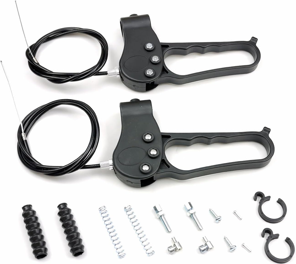 Juego de 2 frenos de repuesto para andador, freno de mano de repuesto, cable de 41 pulgadas, bloqueo de rueda ajustable, con herrajes, cable y clip, compatible con todas las marcas de andadores de aluminio y acero de 3/4 de rueda, piezas universales. 