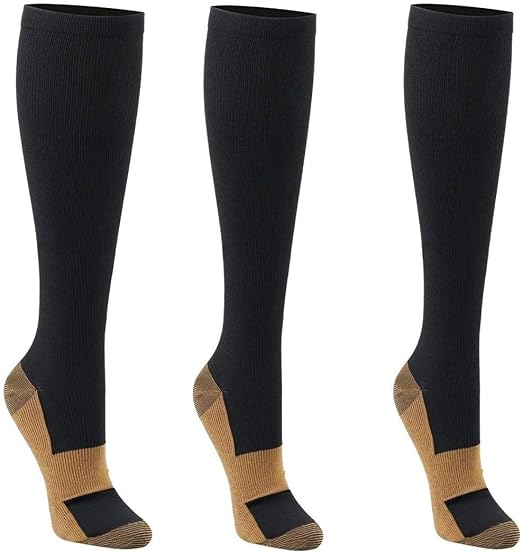 8 PARES-Calcetines de compresión de cobre hasta la rodilla para viajes, medias para varices