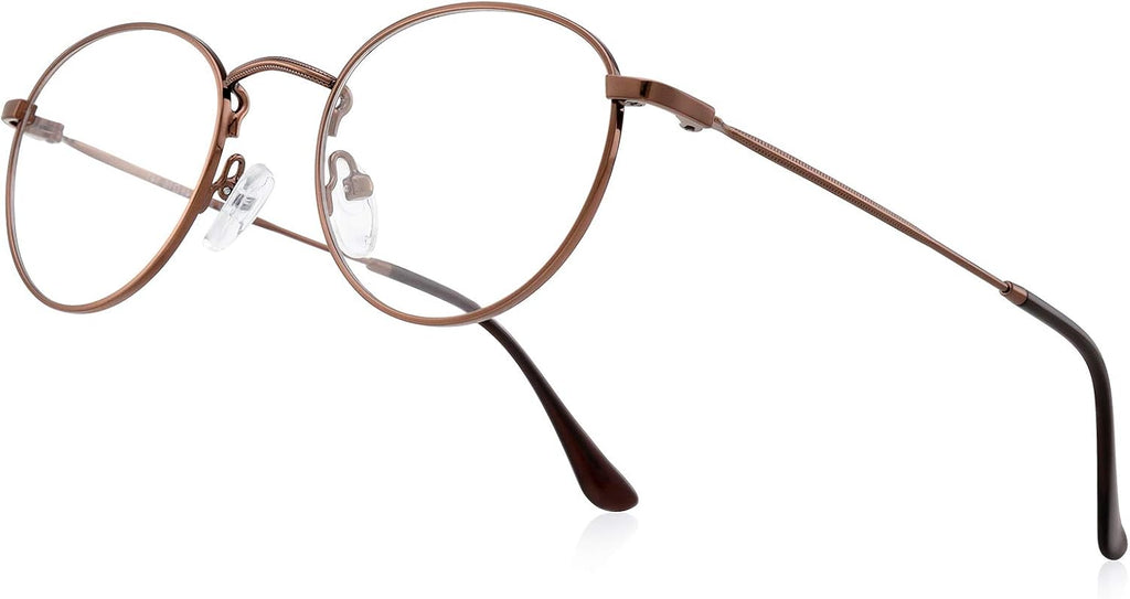 Gafas de lectura redondas pequeñas de metal RB.Pilot para hombre y mujer, con tonos clásicos vintage retro, que bloquean la luz azul y son aptas para ordenador.