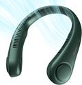 Ventilador de Cuello JISULIFE Sin Aspas – 5 Velocidades, Batería 4000mAh Recargable, Manos Libres, Color Verde Oscuro para Viaje y Exteriores