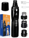Petsaunter Lima de Unas Electrica para Perro | 2 Velocidades, Luz LED, Interruptor Tactil, USB-C, Silenciosa y de Baja Vibracion, 3 Puertos para Perros y Gatos