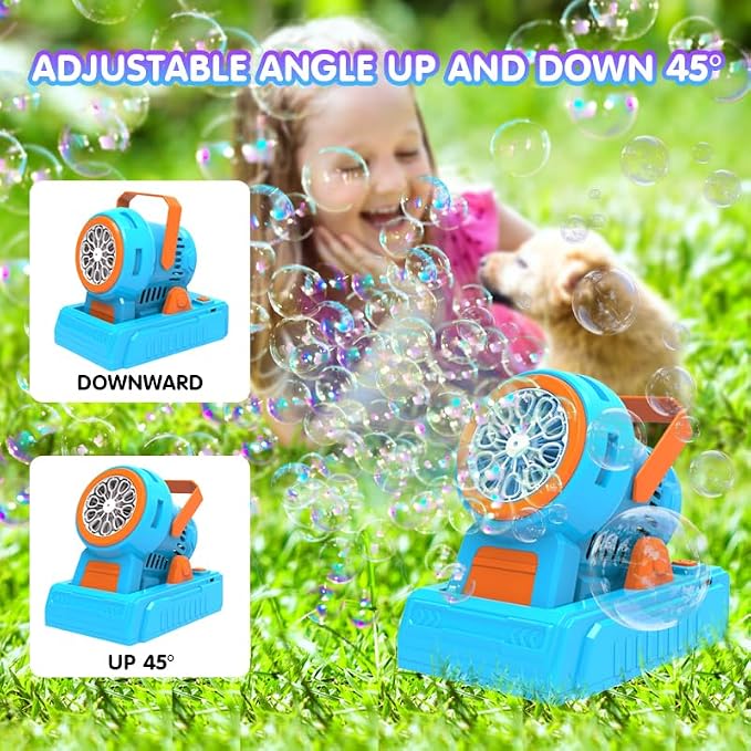 Máquina automática de burbujas de 10 agujeros, soplador de burbujas de más de 20000 burbujas grandes por minuto para niños, fabricante de burbujas portátil operado por USB o baterías