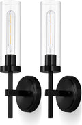 Q&U Brushed Nickel Hardwired Wall Sconces Set of 2 – Modern Bathroom Vanity Light Fixtures, Farmhouse Wall Mount Lamps for Mirror, Living Room, Bedroom, and Hallway