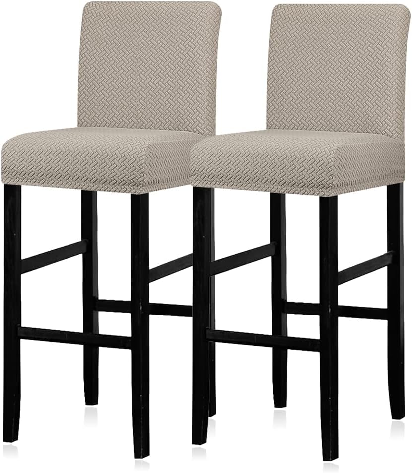Juego de 2 fundas para taburetes de bar Lellen, fundas elásticas lavables para asientos de taburetes de bar, fundas extraíbles para sillas de bar con respaldo, fundas para taburetes de bar de altura de mostrador para cocina, comedor y cafetería.