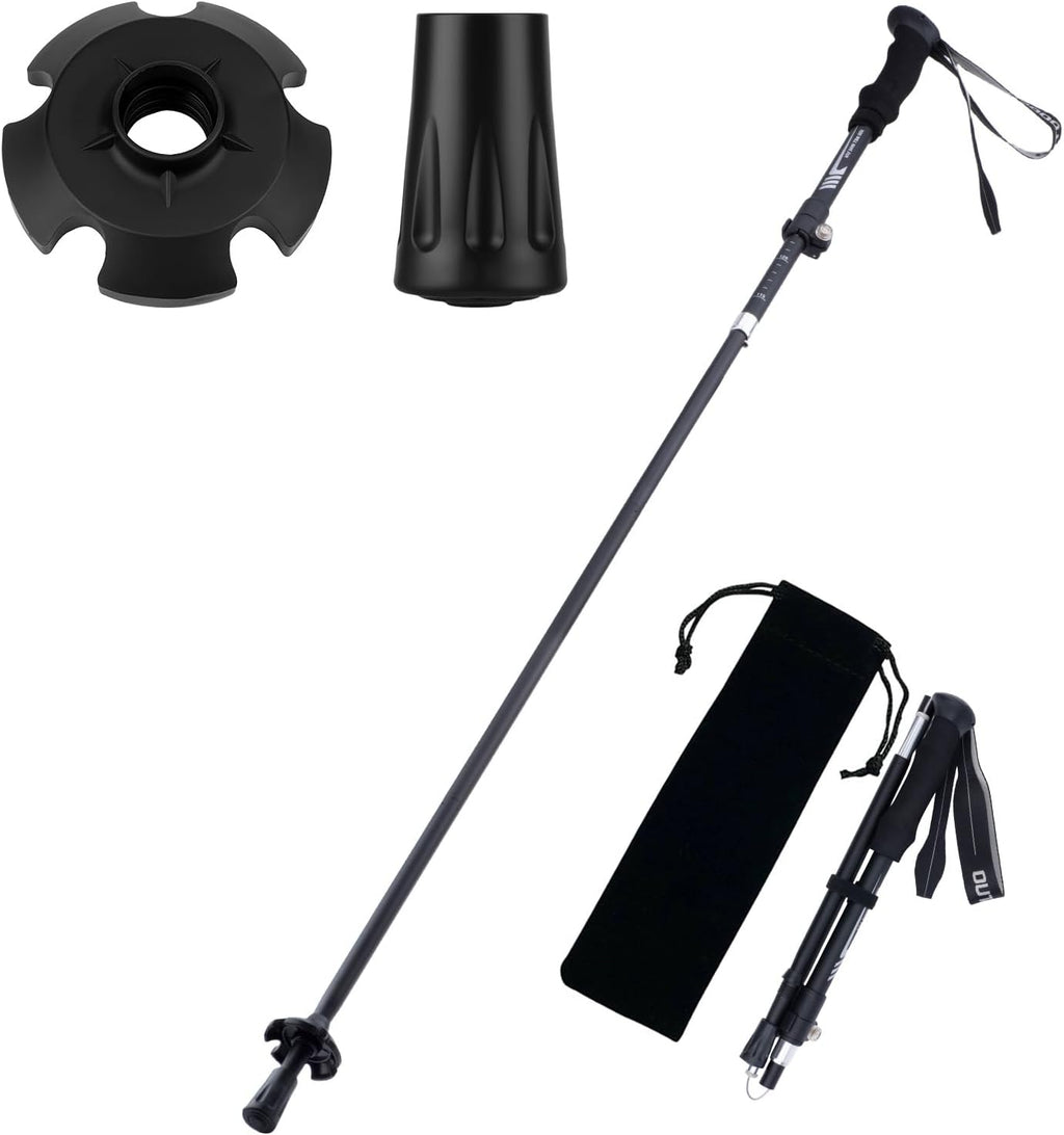 Baston de Senderismo Plegable Ultraligero | Aluminio 7075 de 3 Secciones con Punta de Acero de Tungsteno | Regalo para Hombres y Mayores