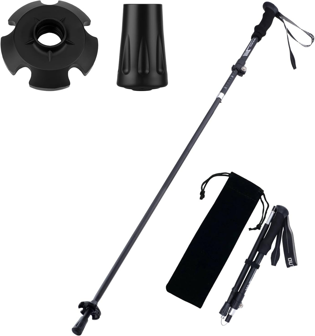 Baston de Senderismo Plegable Ultraligero | Aluminio 7075 de 3 Secciones con Punta de Acero de Tungsteno | Regalo para Hombres y Mayores