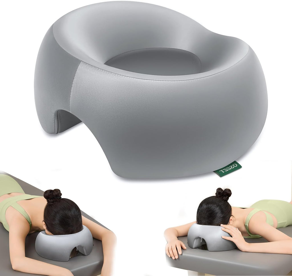 USADO-OSZZT Almohada de Masaje Boca Abajo Memory Foam | Cojín Ergonómico para Camilla y Recuperación Postquirúrgica Gris
