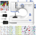 Stoigeld Sewing Machine for Beginners with 20Pcs Fabric & 32Pcs Sewing Threads Kit,Portable Sewing Machine with 12 Built-in Stitches & 2 Speed(High-Low Speeds) - White&Blue