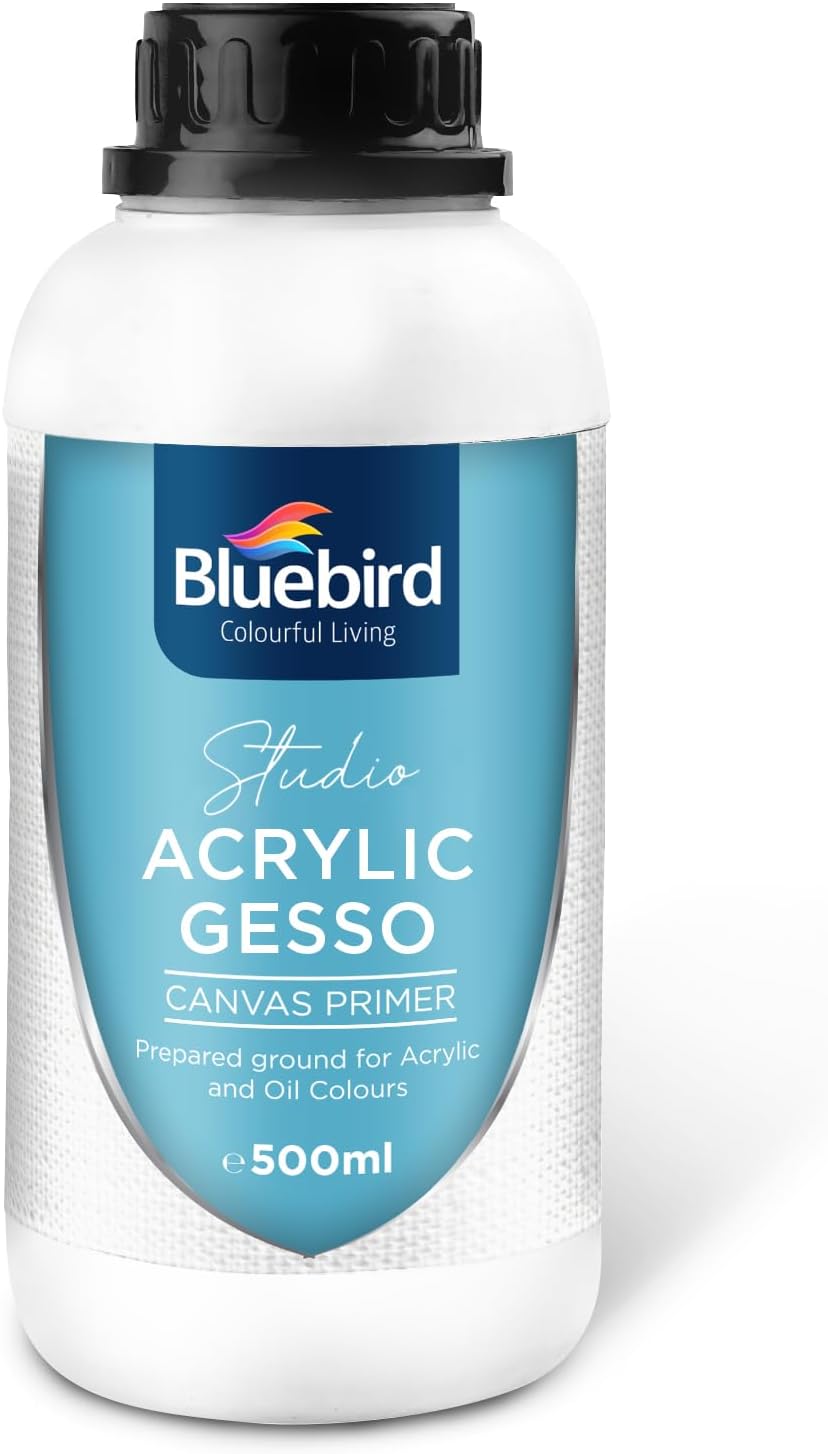 BLUEBIRD Studio Gesso Acrilico | Imprimante Liquido para Pintura Acrilica | Medium de Preparacion de Superficie | Blanco 16.9 Fl Oz ( ARTICULO VIENE COMO SE MUESTRA EN LA SEGUNDA IMAGEN )