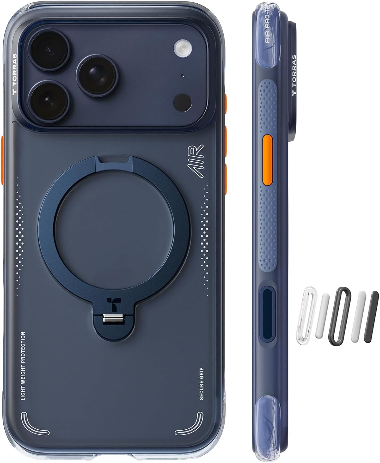 TORRAS Ostand Q3 Air for iPhone 17 Pro Max Case with 360 Magnetic Stand, Fit for MagSafe, Mil-Grade Drop Tested, Camera Control Button, Shockproof Phone Case for iPhone 17 Pro Max 6.9", Midnight Blue