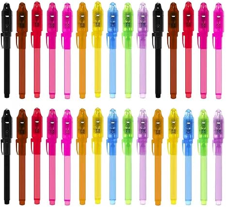 Bolígrafos de Tinta Invisible con Luz UV – Bolígrafo Espía para Mensajes Secretos | 10 Colores