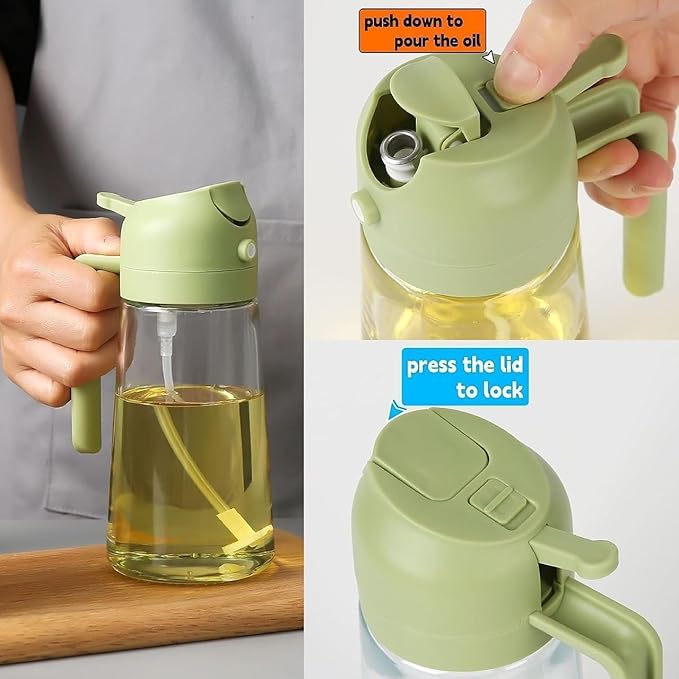 Pulverizador y Dispensador de Aceite de Vidrio SNOW JAY — 2 en 1 para Cocina y Barbacoa