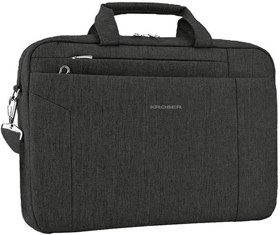 Maletín Bandolera Kroser para Laptop 15.6" – Impermeable, Gran Capacidad, Unisex, Negro