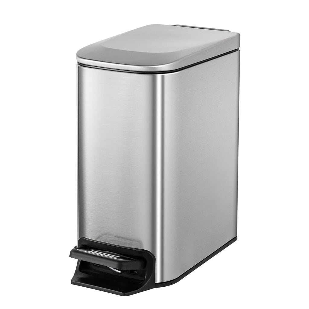 Papelera de Baño Cesun 6L Acero Inoxidable – Tapa Silenciosa, Pedal Resistente, Cubo Interior Extraíble, Color Plata
