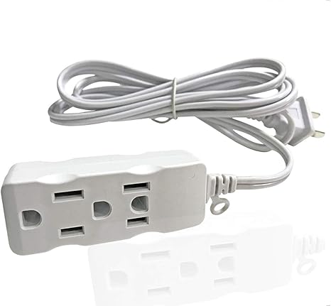 Regleta Extensora 3 Tomas con Enchufe Plano | Cable 2,7 m | 250V 10A | Estilo EE.UU.