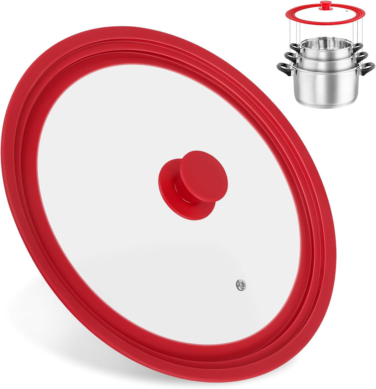 Tapas universales para ollas, sartenes y sarténes, tapa de sartén de repuesto con vidrio templado y borde de silicona resistente al calor, válida para utensilios de cocina de 13", 14", 15"