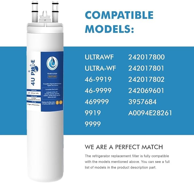 Repuesto para filtro de agua de refrigerador Frigidaire ULTRAWF, Pure Source Ultra, Kenmore 9999, 469999, 46-9999, A0094E28261 - Paquete de 1 (altura 11 pulgadas)