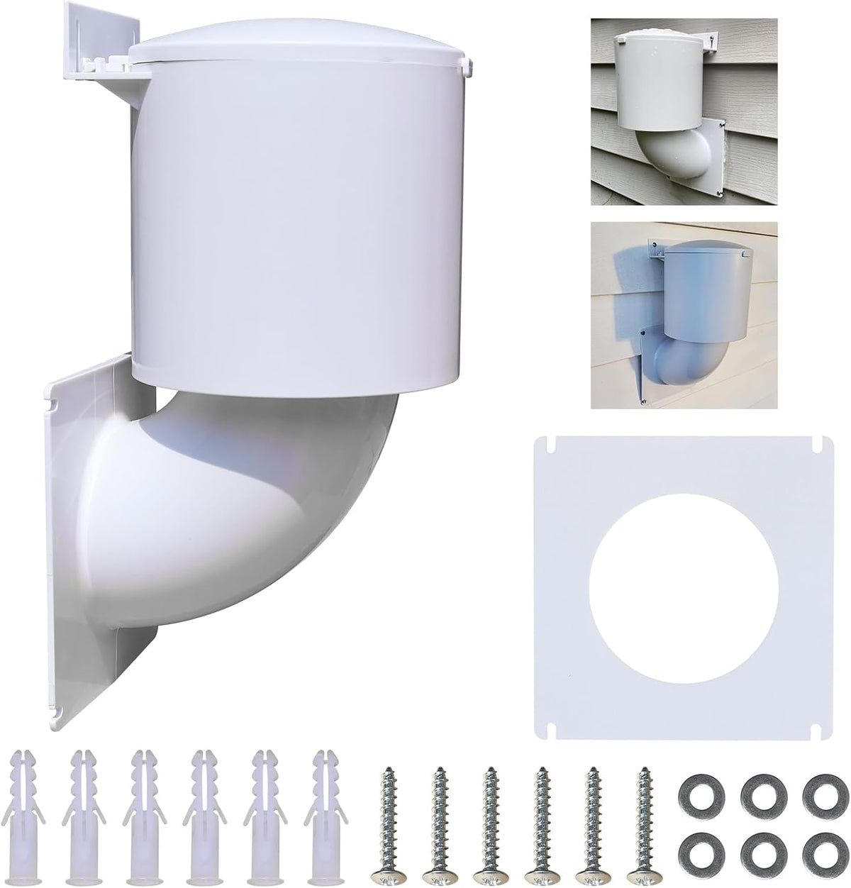Cubierta para Ducto de Secadora 4 Pulgadas | Tapa de Ventilacion Exterior con Sello | Para Exterior del Hogar | Resistente a UV | A Prueba de Ratones | Ahorro de Energia | Con Tornillos y Arandelas