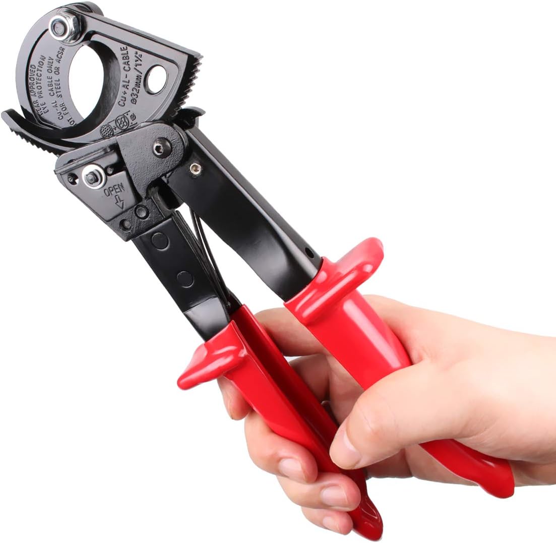 Cortacables de trinquete LUBAN, cortador de alambre de alta resistencia para cables de aluminio y cobre de hasta 240 mm², herramienta manual de corte de alambre con trinquete.