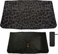 COLOR VERDE Y NEGRO-Parasol plegable para parabrisas Oarencol Black Leopard con estampado de piel de animal africano. Bloquea los rayos UV y mantiene el vehículo fresco (55" x 27.5").