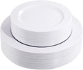 FLOWERCAT 60 Platos de Plastico Blancos | Desechables Resistentes para Fiestas, Bodas y Cumpleanos | Sirve para 30 Invitados | 30 de 10.25 y 30 de 7.5 Pulgadas