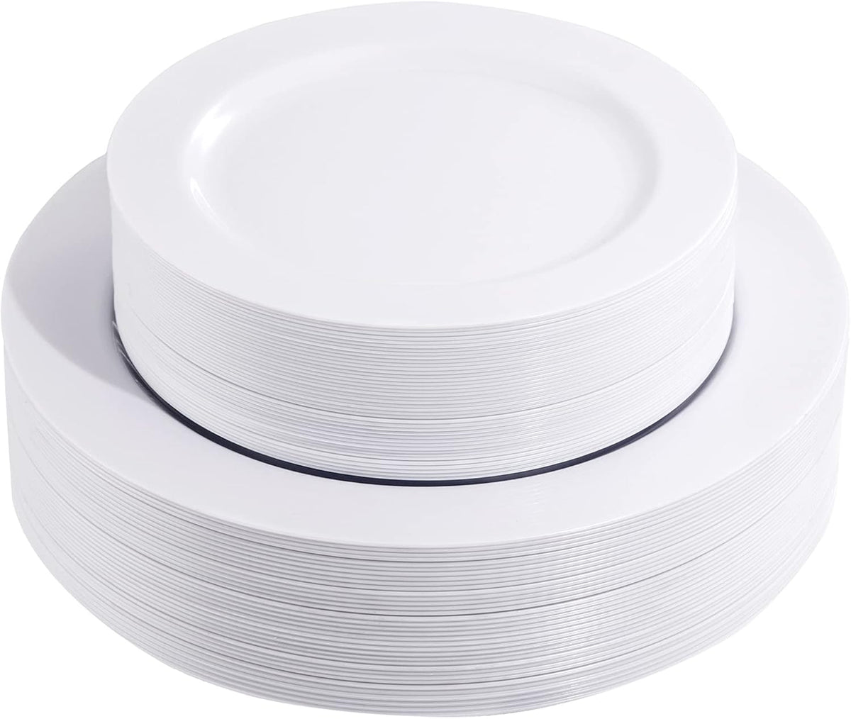 FLOWERCAT 60 Platos de Plastico Blancos | Desechables Resistentes para Fiestas, Bodas y Cumpleanos | Sirve para 30 Invitados | 30 de 10.25 y 30 de 7.5 Pulgadas