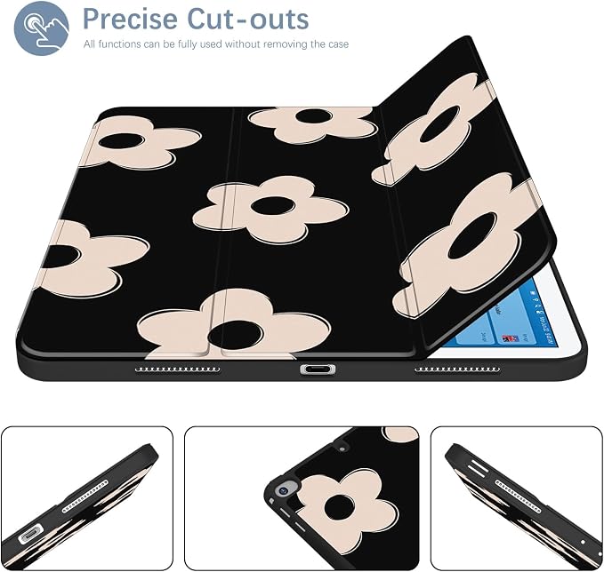 Funda Lornpa para iPad 10.2" Generación 9, 8 y 7 | Tridoblez con Soporte para Lápiz | Diseño Flores