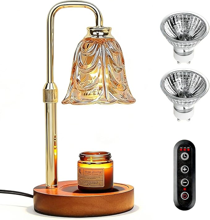Candle Warmer Lamp – Calentador de Velas sin Llama con 2 Bombillas, Timer y Regulador de Intensidad