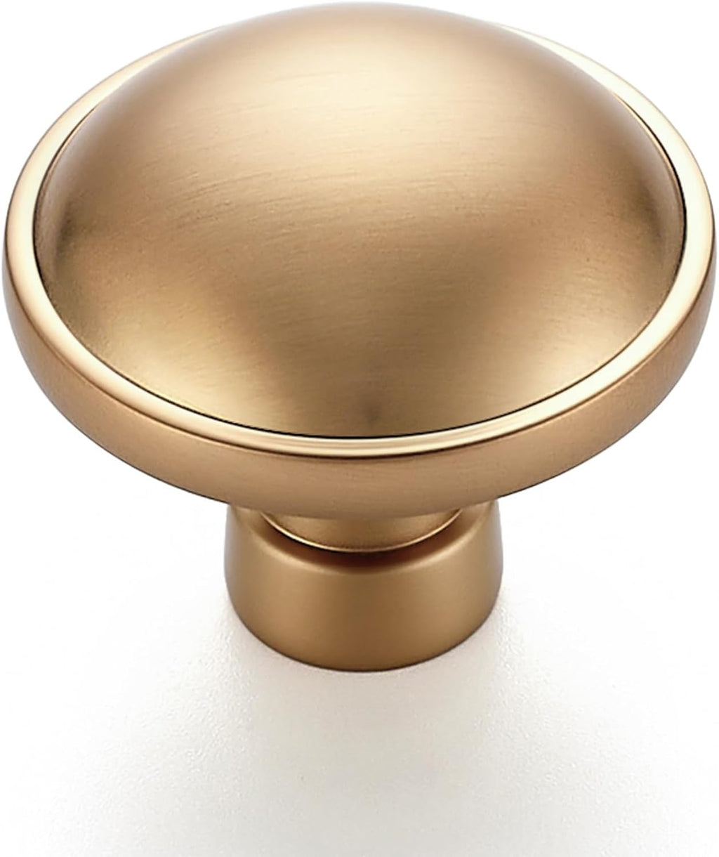 Ravinte Paquete de 25 pomos para armarios de cocina de 3,2 cm de diámetro, color bronce champán, pomos redondos sólidos para cajones y armarios de cocina.